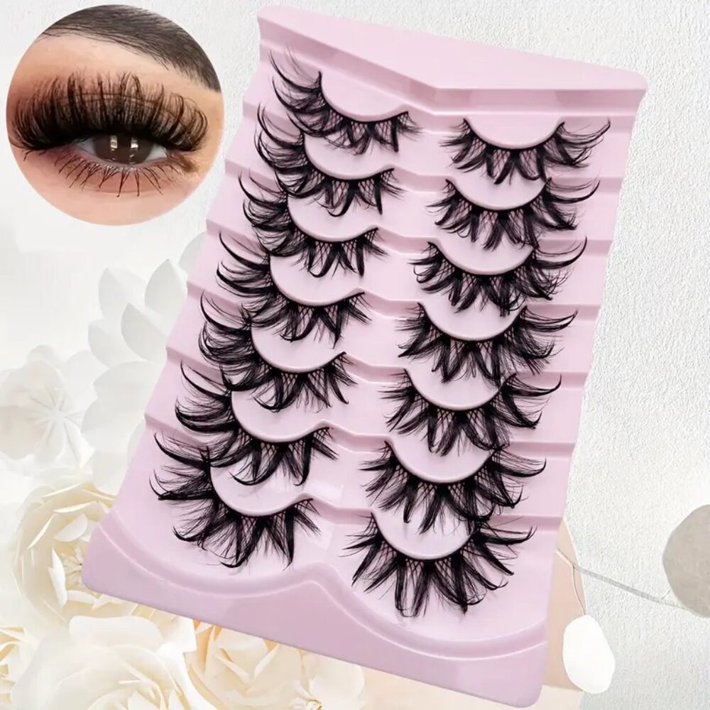 7 Pairs Moist False Lashes 3D Fluffy Eyelash Extensions Makeup Fashion